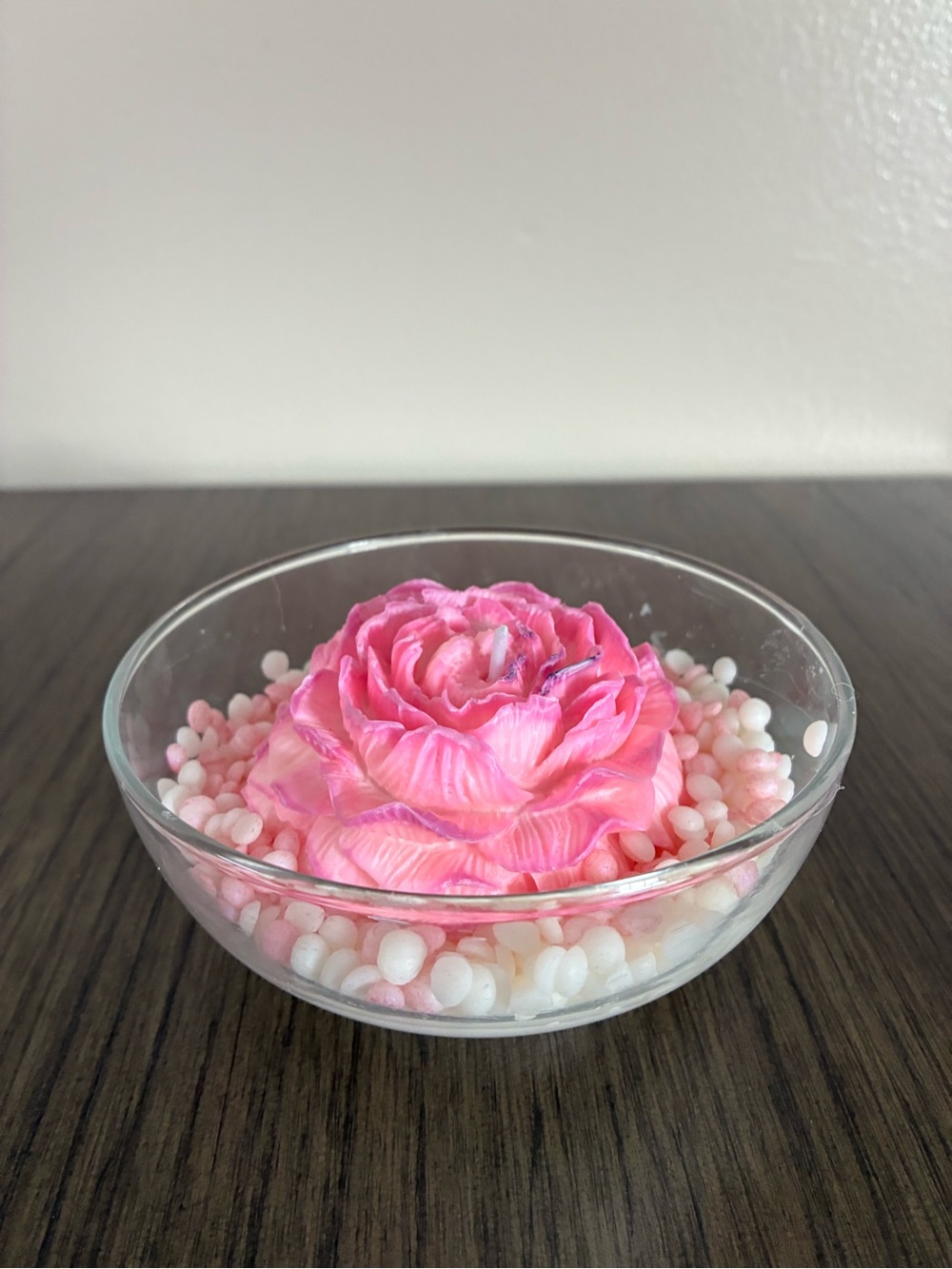 Pink Floral Soap Bowl with Foam Beads